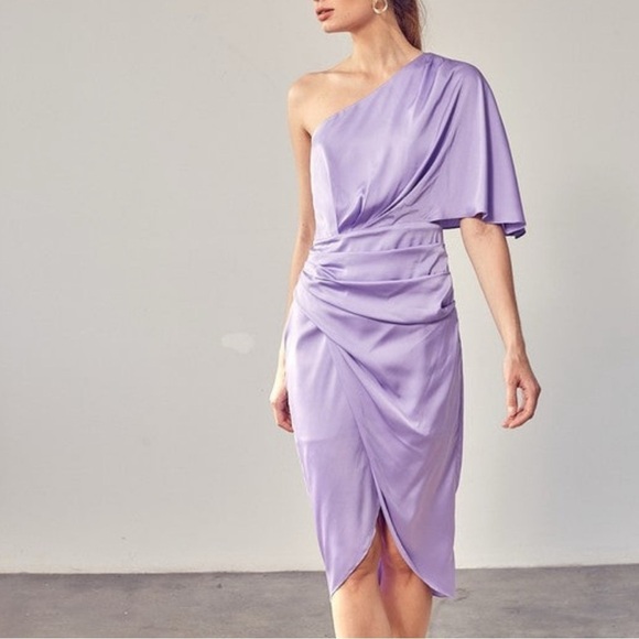 DO+BE Dresses & Skirts - Elegant Lavender One-Shoulder Dress One